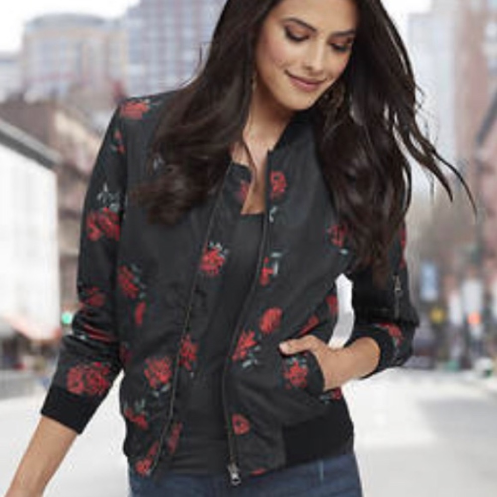 NEW K. Jordan Black Floral Bomber Jacket Size 3X - Picture 5 of 9